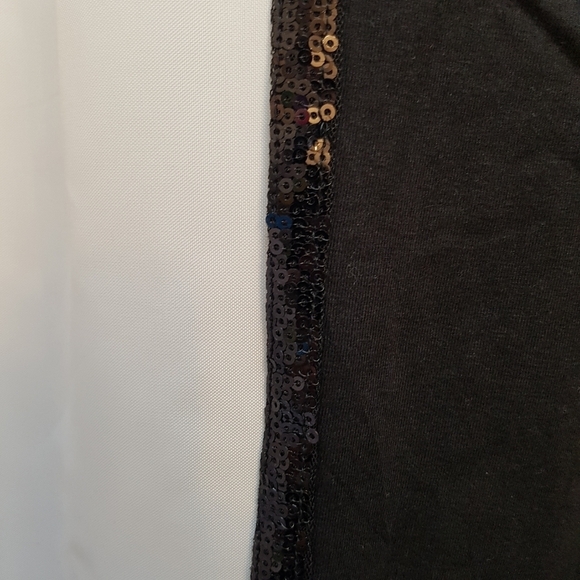 Victoria's Secret women's large black leggings sequin stripe down leg - Picture 2 of 4
